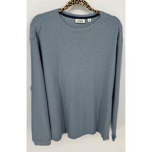 Rowm Mens Blue Long Sleeve Waffle Knit Crewneck Shirt